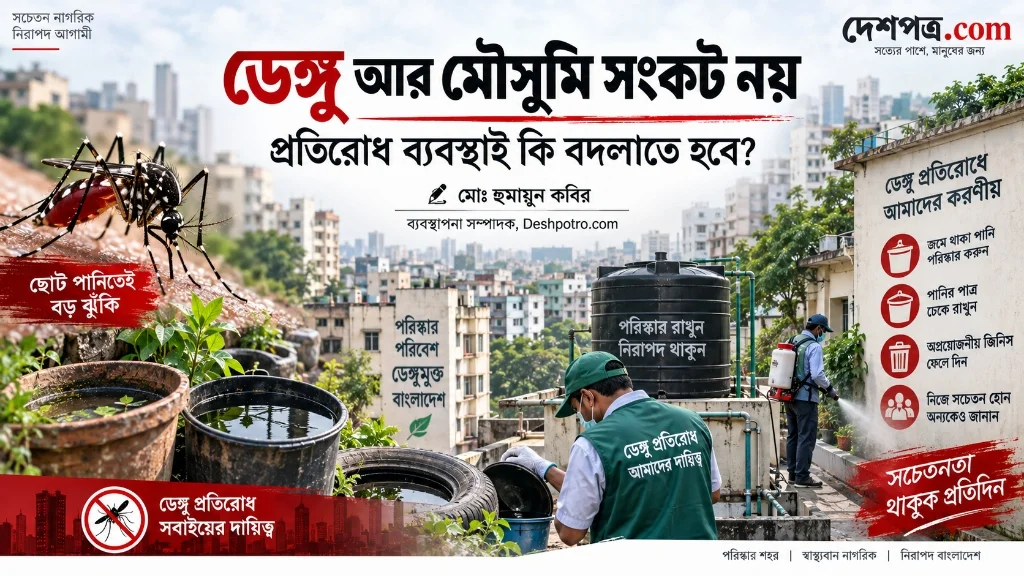 বাংলাদেশে ডেঙ্গু প্রতিরোধ ব্যবস্থা ও এডিস মশা নিয়ন্ত্রণ নিয়ে দেশপত্র সম্পাদকীয়