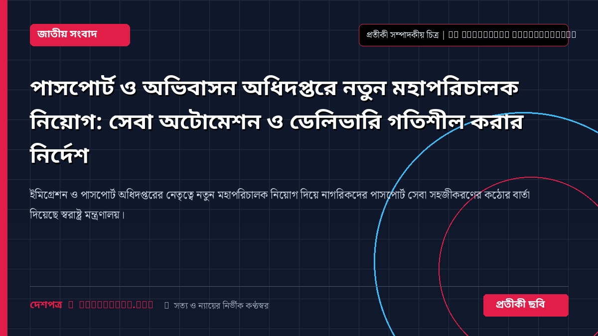 পাসপোর্ট ও অভিবাসন অধিদপ্তরে নতুন মহাপরিচালক নিয়োগ: সেবা অটোমেশন ও ডেলিভারি গতিশীল করার নির্দেশ