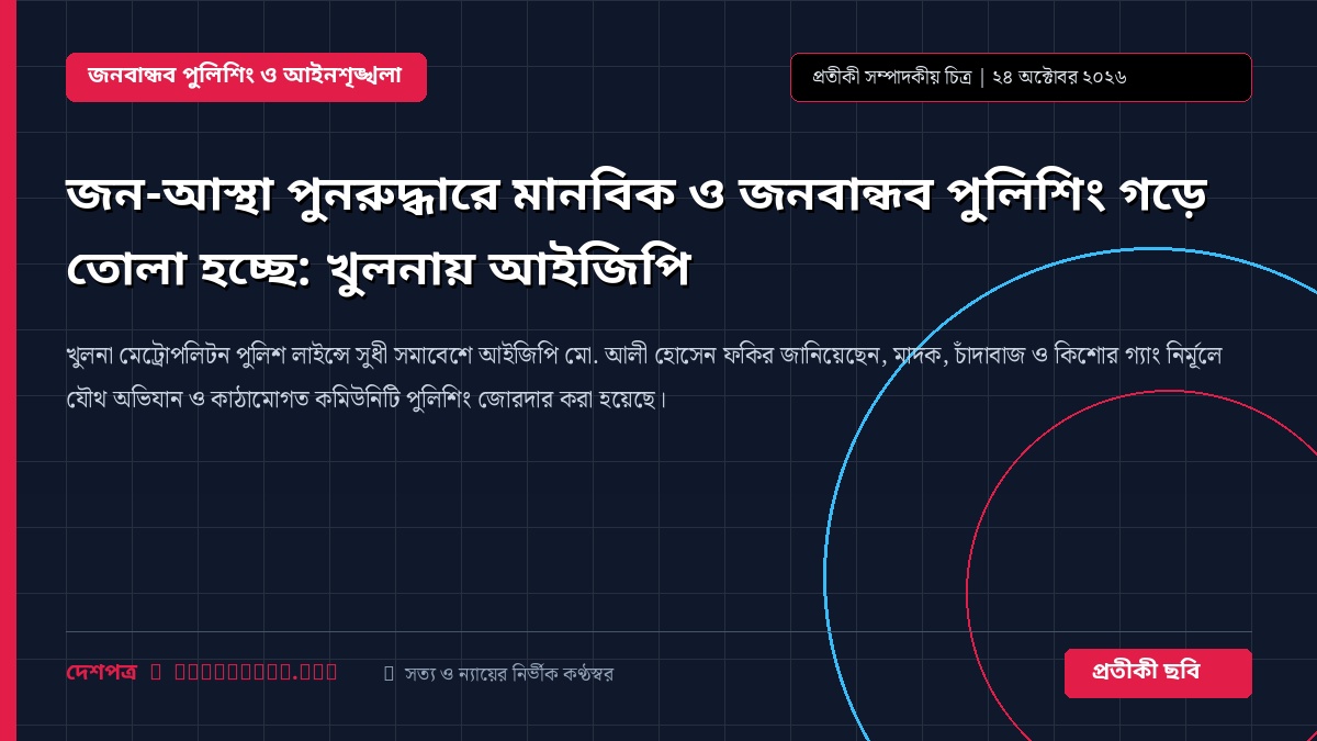 জন-আস্থা পুনরুদ্ধারে মানবিক ও জনবান্ধব পুলিশিং গড়ে তোলা হচ্ছে: খুলনায় আইজিপি